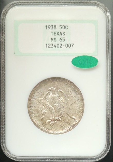 1938 Texas 50c in rare NGC Generation 3.0 slab MS65 CAC