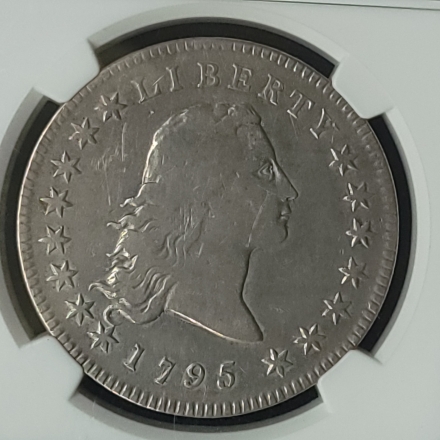 1795 Flowing Hair Silver Dollar, 2 Leaves, B-1, BB-21, R.2, NGC Fine 