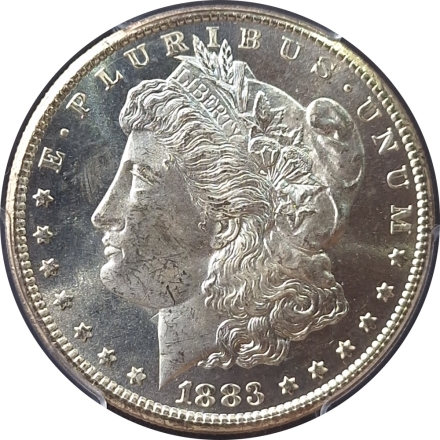 1883-CC PCGS MS63PL Morgan Dollar with strong Obverse die clash  