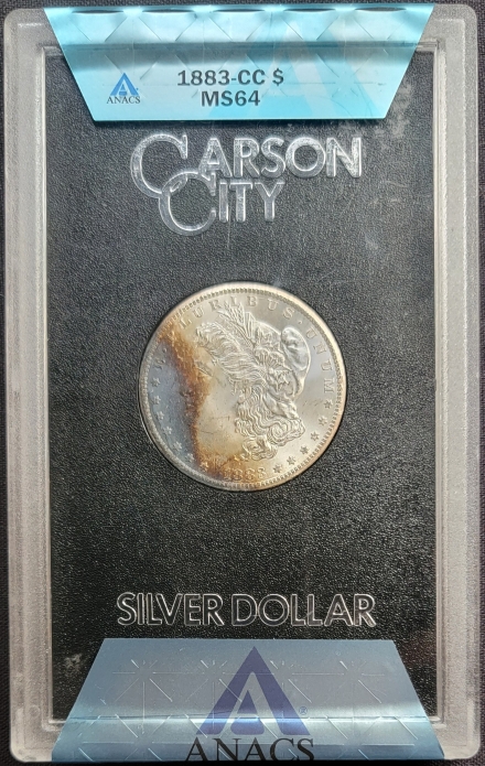 1883-CC GSA Hoard Morgan Dollars  ANACS MS64 multi-coin bag toning