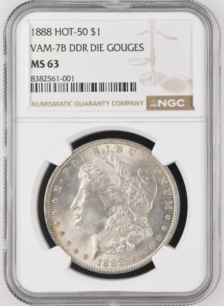 1888 HOT-50 VAM 7B NGC MS63 Morgan Dollar - DDR Die Gouges