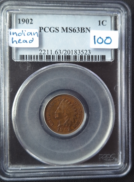 1902 Indian Cents  PCGS MS63BN