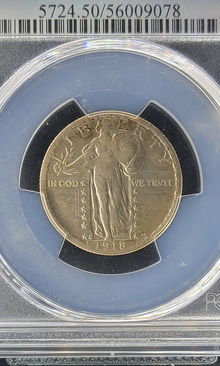 1918-S Standing Liberty Quarters  PCGS AU50