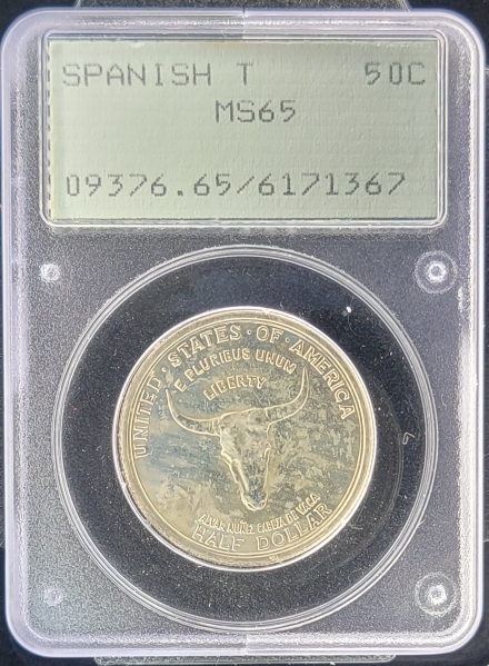 1935 Spanish Trail 50c in Vintage OGH 'Rattler' holder - PCGS MS65