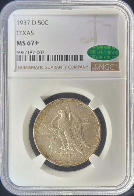 1937-D Texas 50c NGC MS67+ CAC 6967182-007