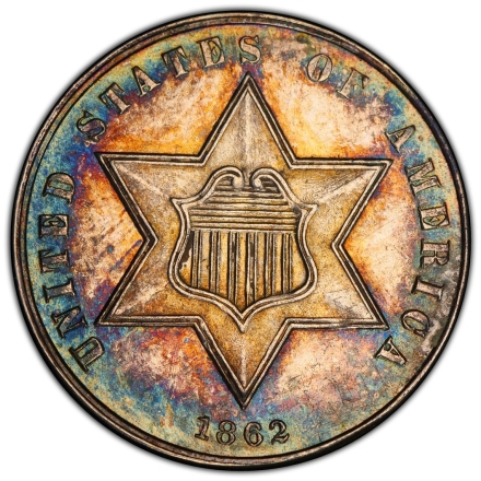 1862 Star Three Cent Silvers  PCGS MS62