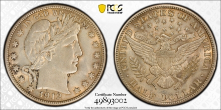 1912 Barber Half Dollars  PCGS AU58