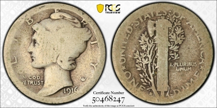 1916-D Mercury Dimes  PCGS AG03