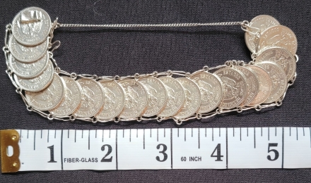 7-Inch Bracelet – 20 Mexican 20 Centavos Coins with Sterling Silver, 72g