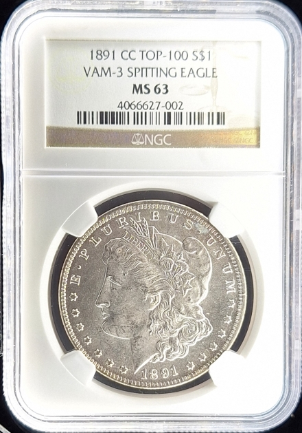 1891-CC TOP 100 Morgan Dollars  NGC MS63