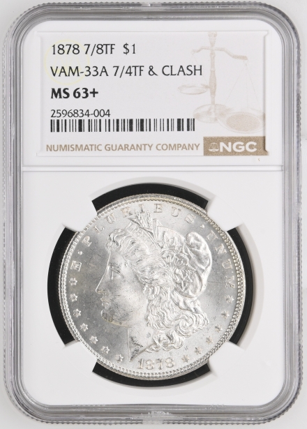 1878 7TF, Reverse of 1878 7/8TF Weak VAM-33A Morgan Dollars  NGC MS63+
