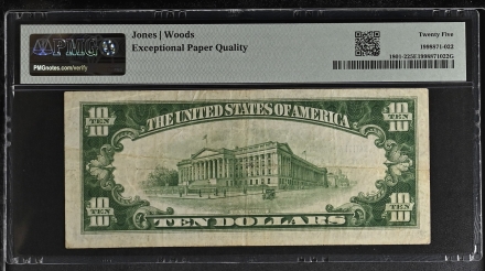 1929 $10 Type 2 National Bank Note – City National Bank of Norman, Oklahoma – VF 25 EPQ – Jones/Woods