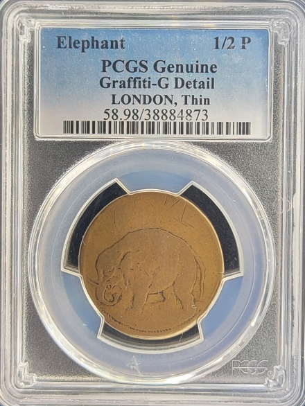 1694 Elephant Token 'God Preserve London' on rare thin planchet - PCGS G Details