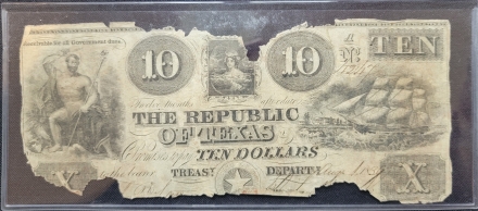Republic of Texas $10 Banknote, Obsolete A5